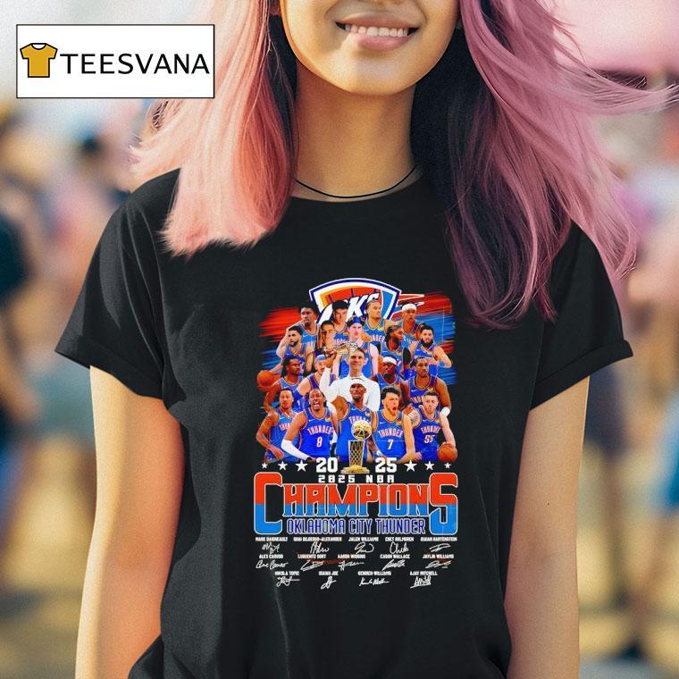 Nba Finals Champions Oklahoma City Thunder Signatures Team T Shirt