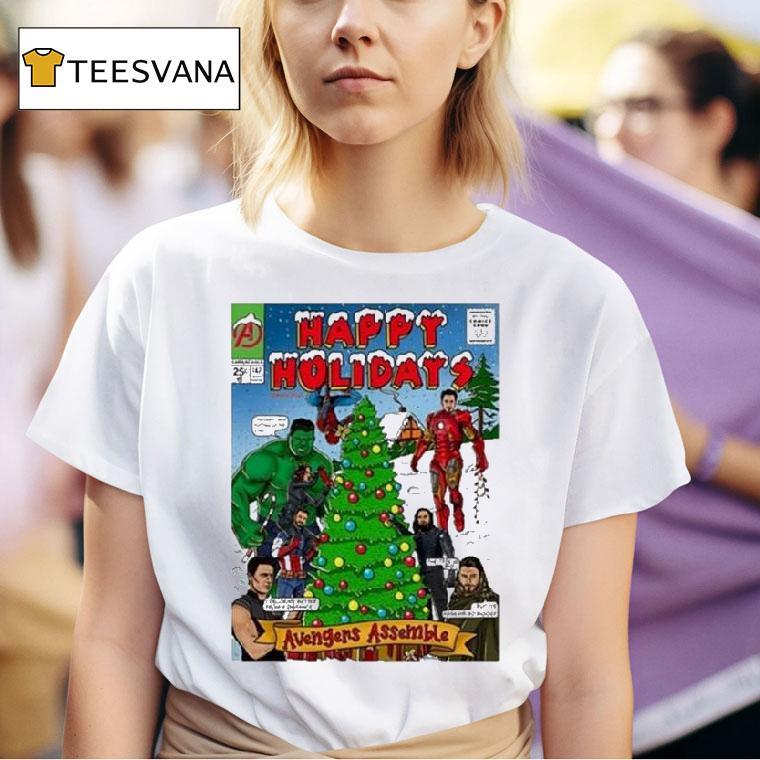 Avengers Assemble Ember Happy Holidays Christmas T Shirt