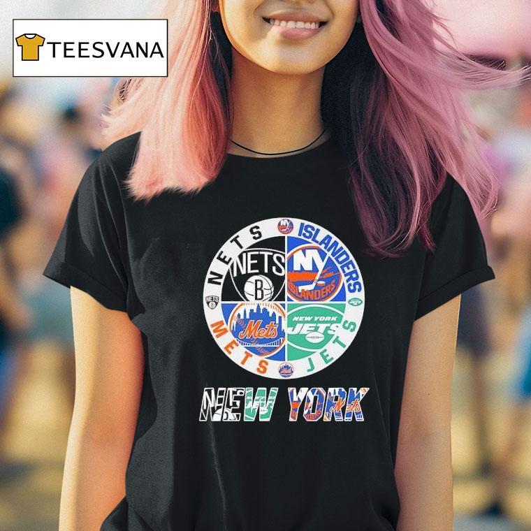 Brooklyn Nets X New York Mets X New York Jets X New York Islanders Team Logo T Shirt