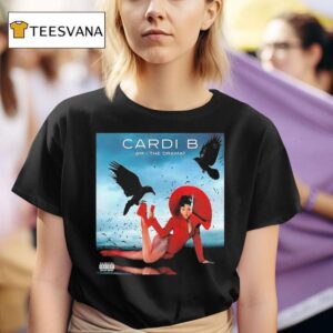 Cardi B Am I The Drama Album Cover Red Dress And Black Ravens On Stormy Sky Background T Shirt