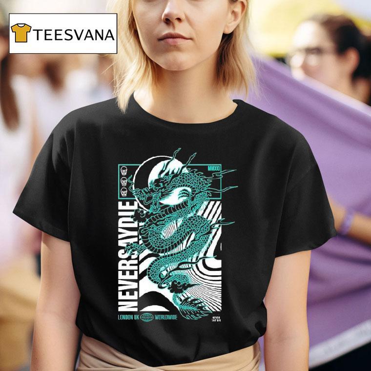 Never Say Die Records Draco London Uk Worldwide Dragon T Shirt