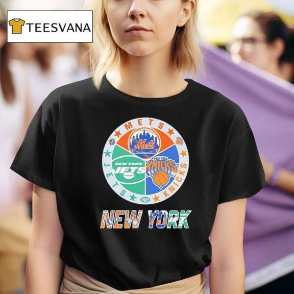 New York Knicks X New York Mets X New York Jets Team Logo T Shirt