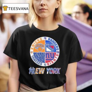 New York Knicks X New York Rangers X New York Yankees X New York Giants Team Logo T Shirt