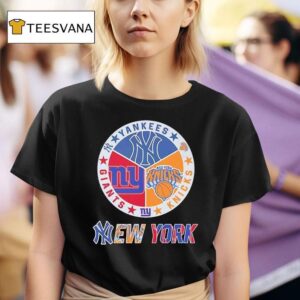 New York Knicks X New York Yankees X New York Giants Team Logo T Shirt