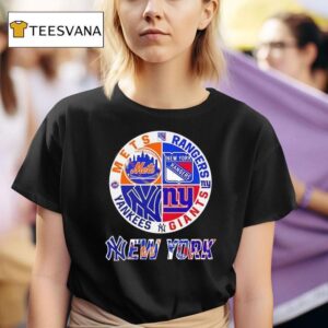 New York Mets X New York Rangers X New York Giants X New York Yankees Team Logo T Shirt
