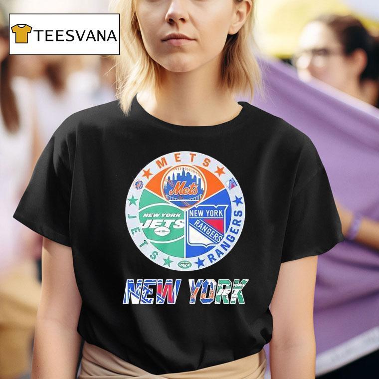 New York Mets X New York Rangers X New York Jets Team Logo T Shirt