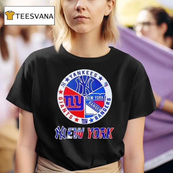 New York Yankees X New York Giants X New York Rangers Team Logo T Shirt
