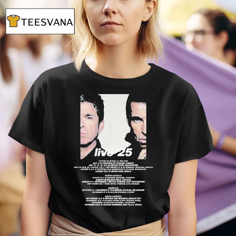 Oasis Live World Tour Dates Faces T Shirt