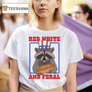 Red White And Feral Racoon Hot Dog T Shirt