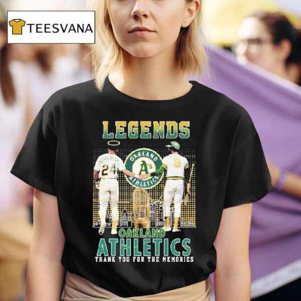 Rickey Henderson X Reggie Jackson Legends Signature Thank You For The Memories Oakland Athletics T Shirt