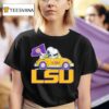 Snoopy And Woodstock The Peanuts Driving Car Lsu Tigers T Shirt