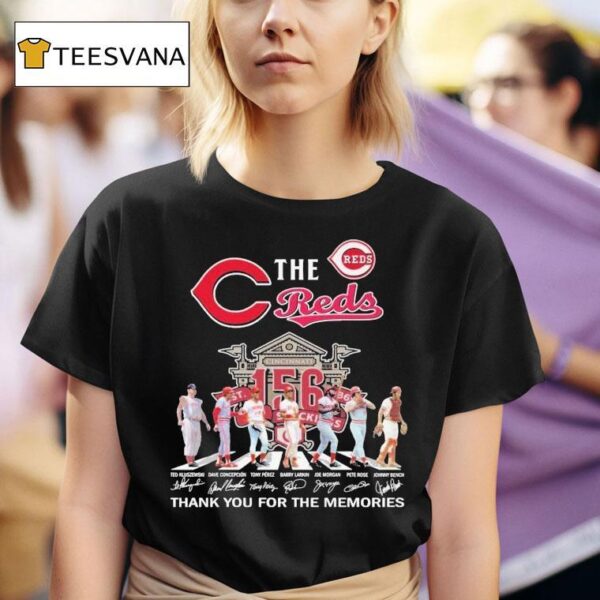 The Cincinnati Reds Celebrate Years Thank You For The Memories Road Abbey Signatures T Shirt