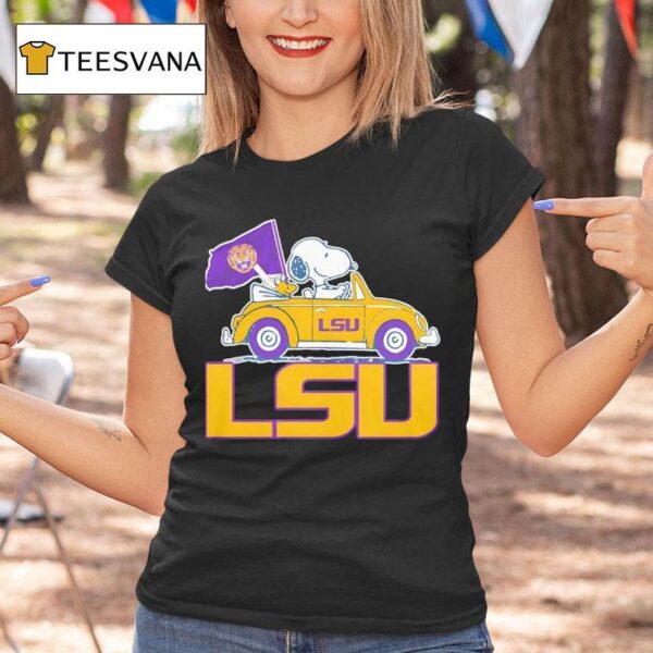 Lsu Tiger Snoopy And Woodstock Driving Car T Shirt