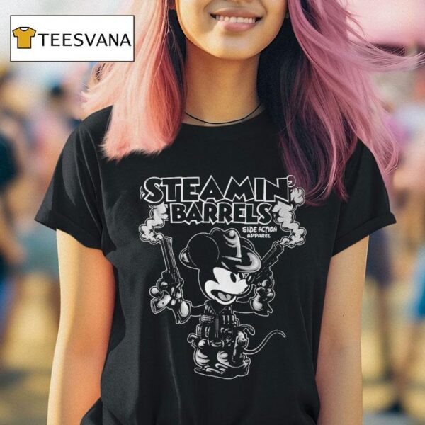 Mickey Mouse Steamin Barrels T Shirt