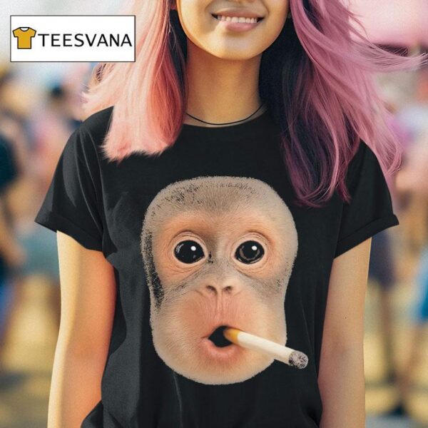 Monkey Smoking Cigarette Face T Shirt