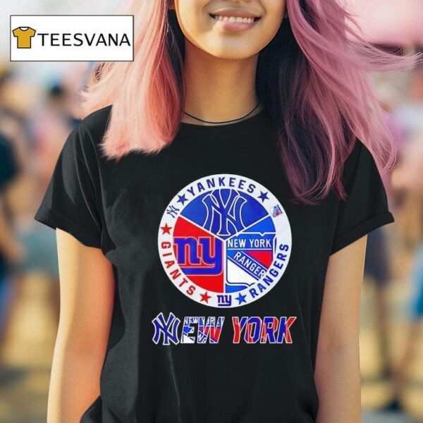 New York Yankees X New York Giants X New York Rangers Team Logo T Shirt