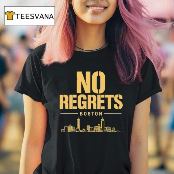 No Regrets Boston City Skyline T Shirt