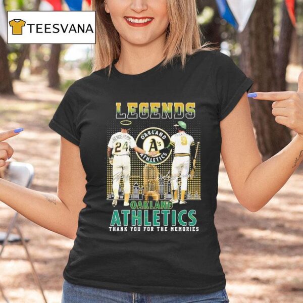 Oakland Athletics Rickey Henderson X Reggie Jackson Legends Signature Thank You For The Memories T Shirt