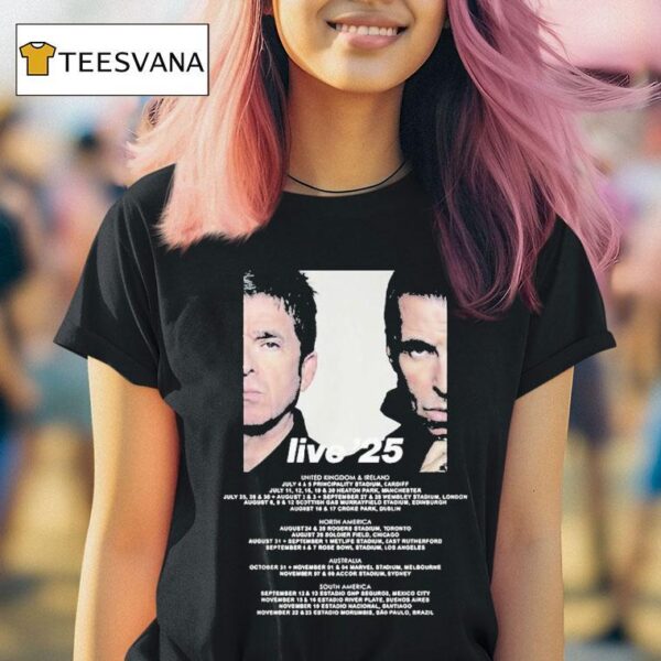 Oasis Live World Tour Dates Faces T Shirt