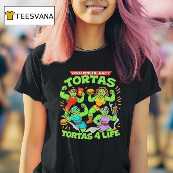 Puro Pinche Juicy Tortas Style Ninja Turtles T Shirt