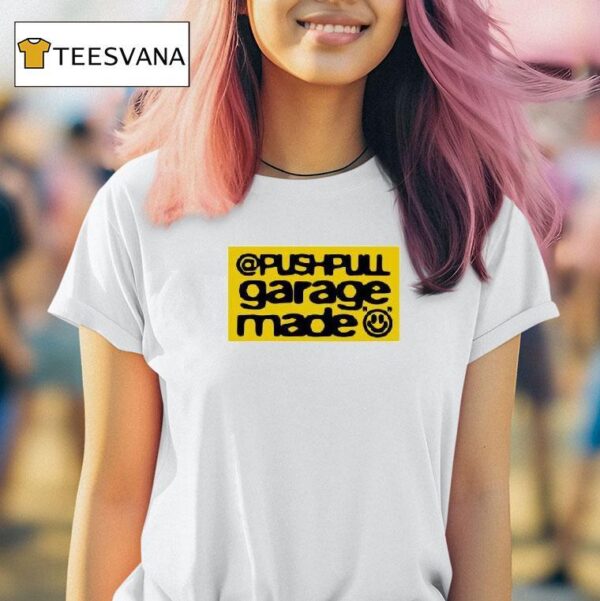 Pushpull Garage Made White Patch Logo T Shirt