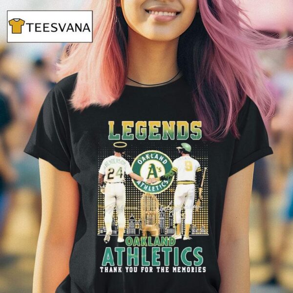 Rickey Henderson X Reggie Jackson Legends Signature Thank You For The Memories Oakland Athletics T Shirt