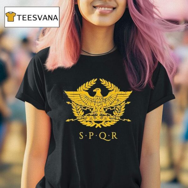 Spqr Roman Legion Eagle Machine Embroidery T Shirt