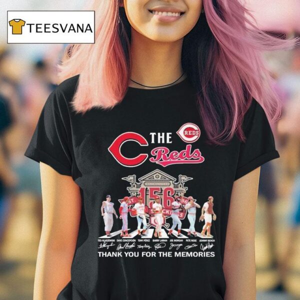 The Cincinnati Reds Celebrate Years Thank You For The Memories Road Abbey Signatures T Shirt