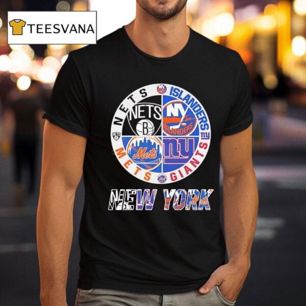 Brooklyn Nets X New York Mets X New York Giants X New York Islanders Team Logo T Shirt