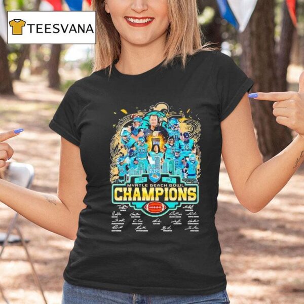 Coastal Carolina Gamecocks Football Myrtle Beach Bowl Champions Signatures T Shirt