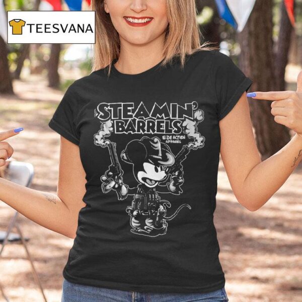 Mickey Mouse Steamin Barrels T Shirt