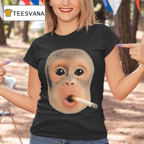 Monkey Smoking Cigarette Face T Shirt