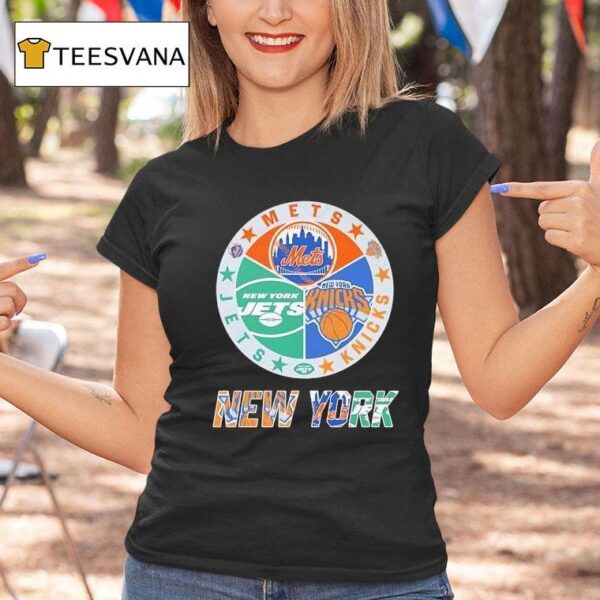 New York Knicks X New York Mets X New York Jets Team Logo T Shirt