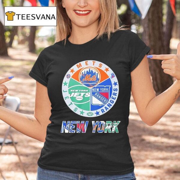 New York Mets X New York Rangers X New York Jets Team Logo T Shirt