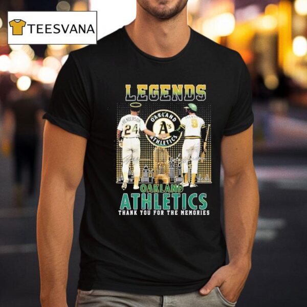 Oakland Athletics Rickey Henderson X Reggie Jackson Legends Signature Thank You For The Memories T Shirt