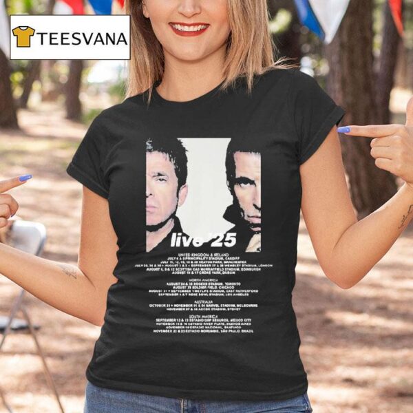 Oasis Live World Tour Dates Faces T Shirt
