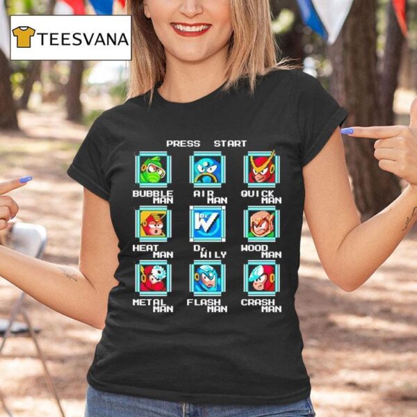 Press Start Mega Man Nes Video Game T Shirt