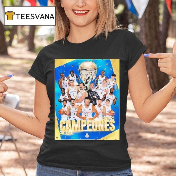 Real Madrid Baloncesto Campeones A Liga T Shirt