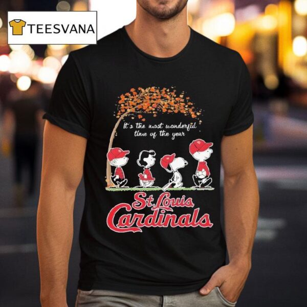Snoopy And The Peanuts St Louis Cardinals It S The Most Wonderful Time Of The Year T Shirt