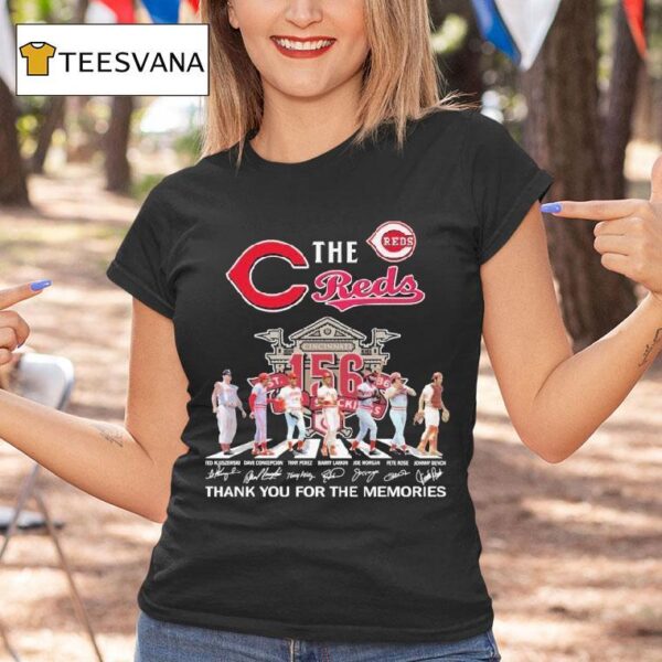 The Cincinnati Reds Celebrate Years Thank You For The Memories Road Abbey Signatures T Shirt