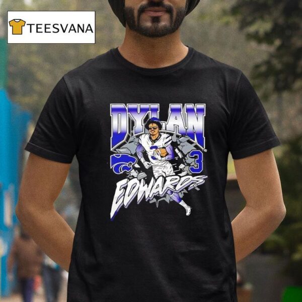Dylan Edwards Rally Mens Black K State Caricature Fashion Player T Shirt