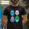 Frankenstein Dracula Gill Man And Wolf Man Neon Monster Masks T Shirt