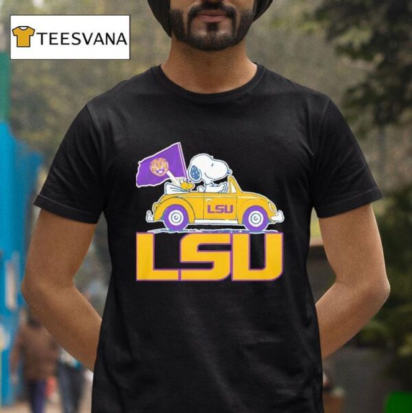 Lsu Tiger Snoopy And Woodstock Driving Car T Shirt