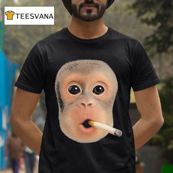 Monkey Smoking Cigarette Face T Shirt