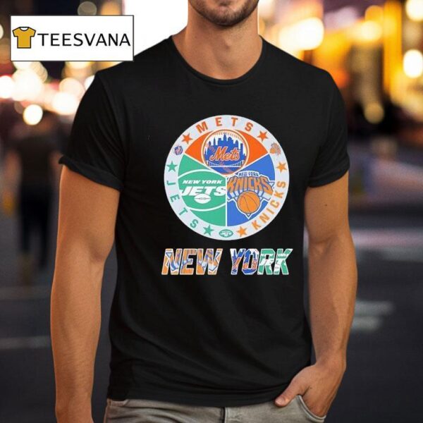 New York Knicks X New York Mets X New York Jets Team Logo T Shirt