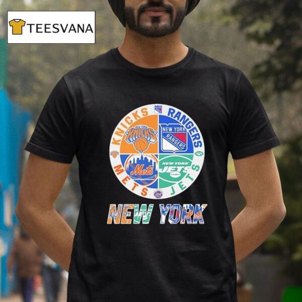 New York Knicks X New York Rangers X New York Mets X New York Jets Team Logo T Shirt