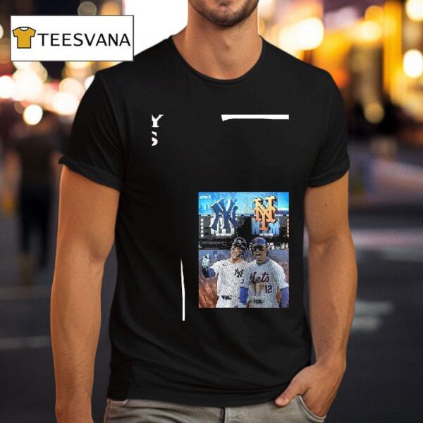 New York Yankees Vs New York Mets Aaron Judge And Juan Soto Black Graphic Matchup T Shirt