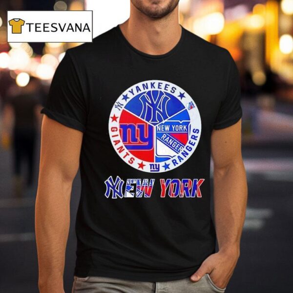 New York Yankees X New York Giants X New York Rangers Team Logo T Shirt