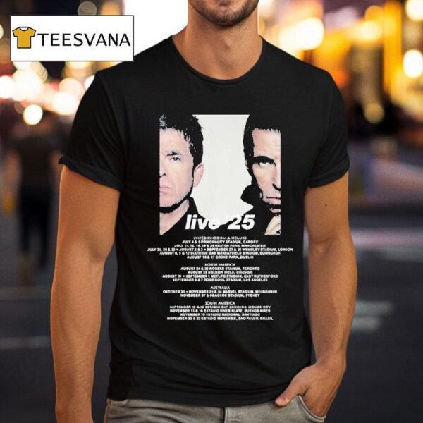 Oasis Live World Tour Dates Faces T Shirt