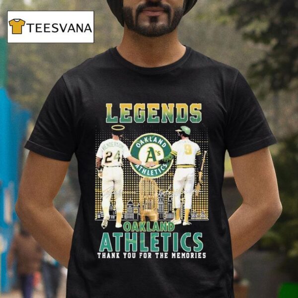 Rickey Henderson X Reggie Jackson Legends Signature Thank You For The Memories Oakland Athletics T Shirt